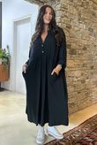 Made in Italy Donegal Cotton Jersey Smock Dress Black